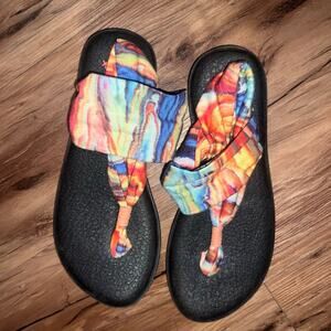 Sanuk Yoga Sling 2 Tie-Dye Sandals Women’s Size 7 Rainbow Flip Flops